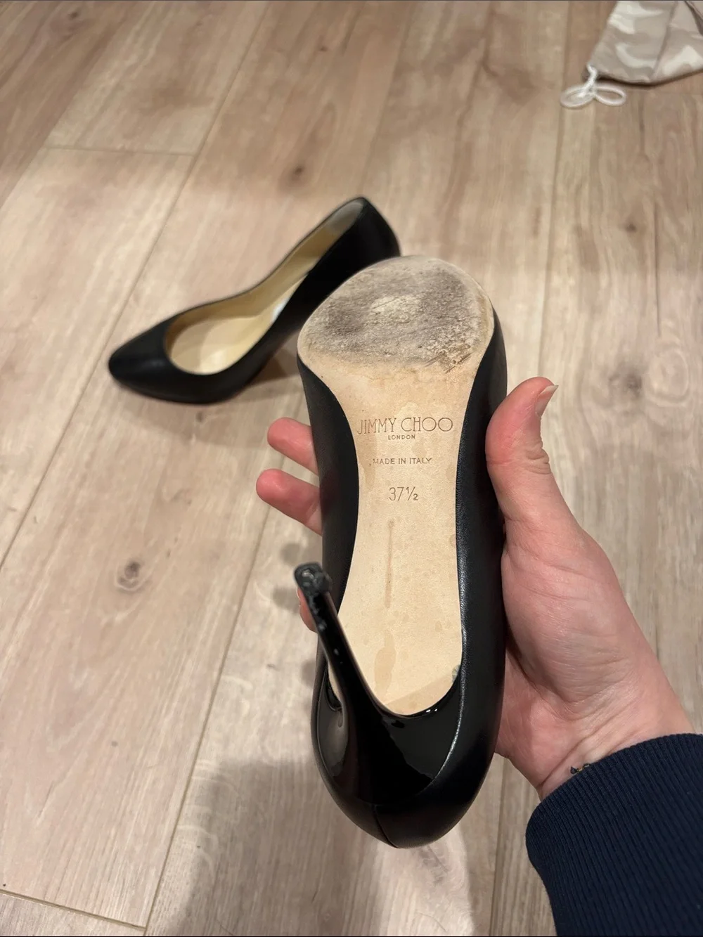 Jimmy Choo Black Leather Round-Toe Pumps